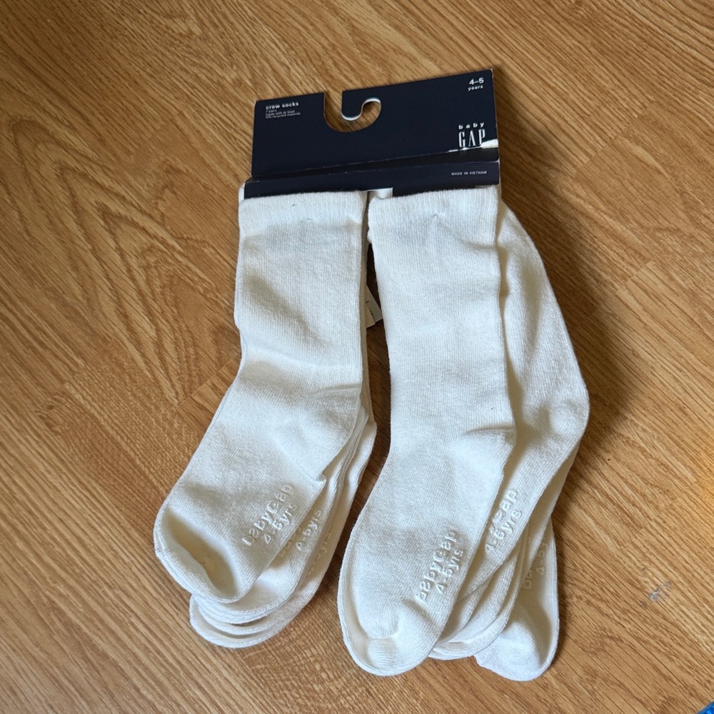 Baby Gap Toddler Crew Socks 7 Pairs 4-5 Years Cream Color